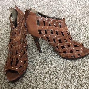 Baby Phat leather woven heels